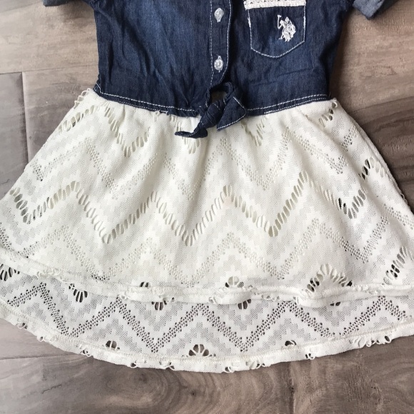 ❌SOLD❌ US POLO ASSN. Girls 18mo dress - denim & eyelet lace. - EUC - Picture 4 of 7